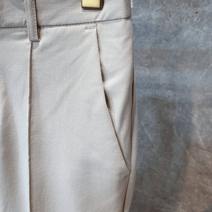 Men'S Casual Cropped Trousers Straight Trousers