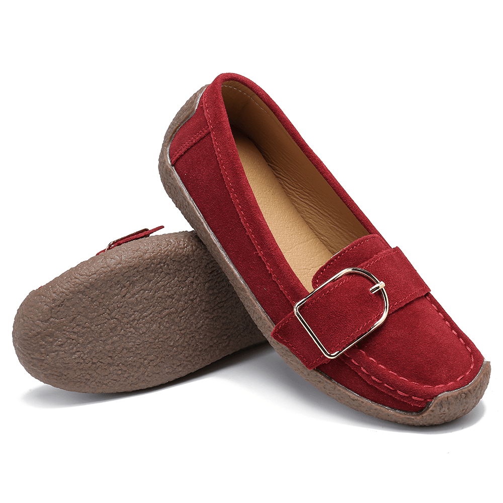 Women Metal Decor Suede Comfy Non Slip Soft Sole Casual Flats Loafers