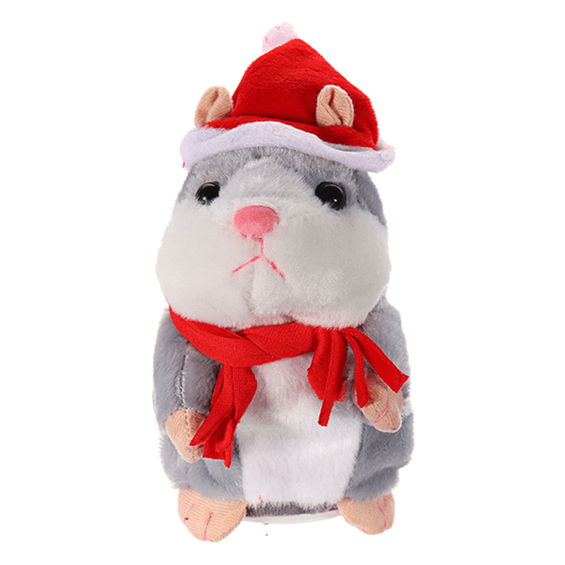 18CM Lovely Talking Hamster Christmas Plush Toy Speak Talking Sound Record Hamster Talking Toys - MRSLM