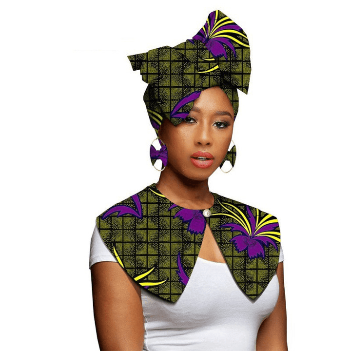 African Printing Batik Cotton Scarf Exaggerated Earrings Shawl African Earrings