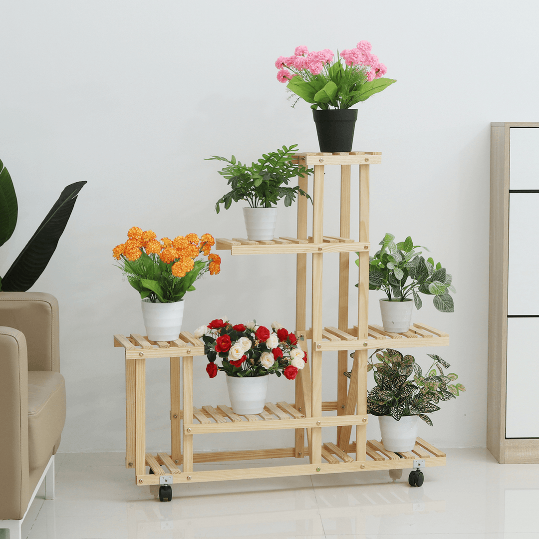 Multi-Layer Wood Garden Plant Flower Pot Stand Shelf Nursery Display Shelves Rack Spade Shovel Harrow Flowerpot Tools - MRSLM