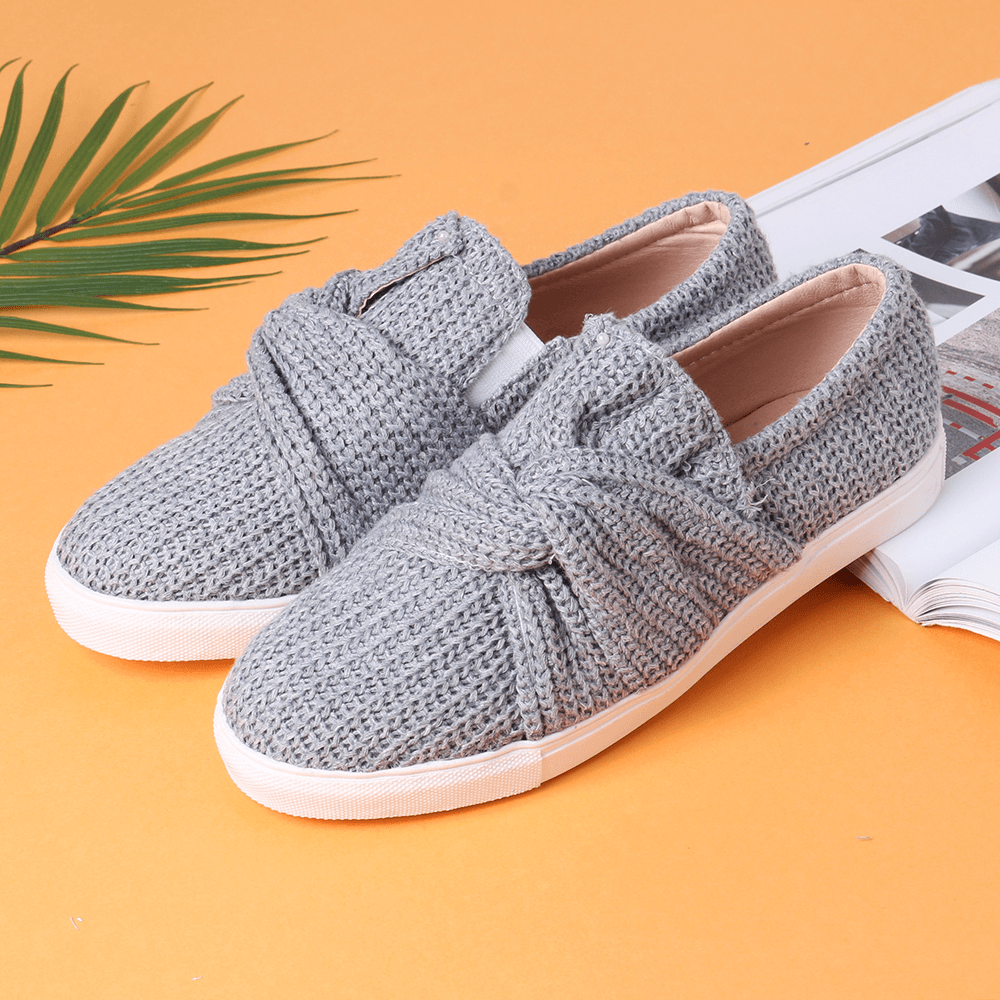 Women Breathable Knitting Knot Flat Loafers