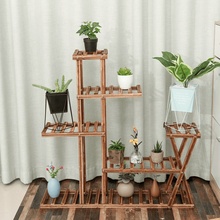 Plant Stand Flower Pot Wooden Rack Organizer Shelf for Garden