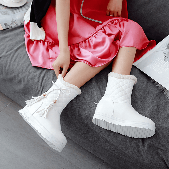 Warm Flat Platform Slip on Causal Soft Ankle Snow Boots