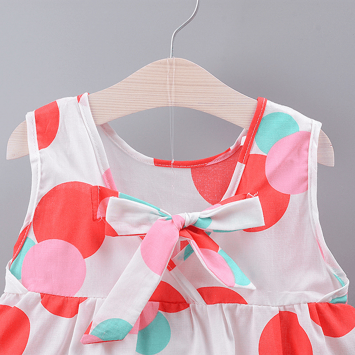 Color Dot Bow Sleeveless Tank Dress