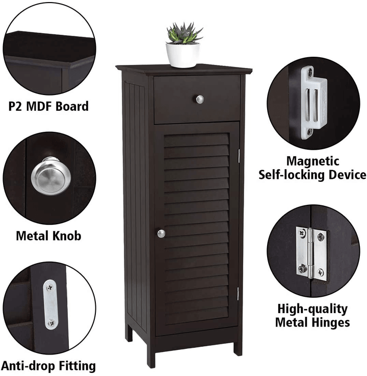 Kingso Wooden Bathroom Floor Cabinet Free Standing Storage Cabinet with Doortall Bathroom Cabinet Storage and Organizer