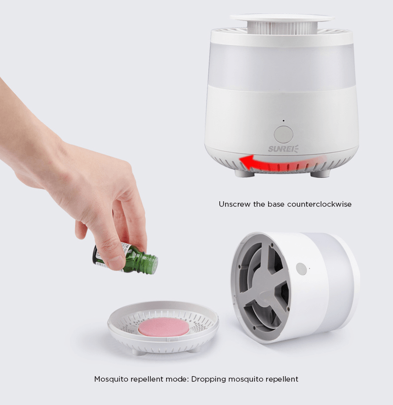 SUNREI CC 3 in 1 Multifunction Mosquito Killer Lamp 3 Modes Insect Killer Lamp Type-C Rechargeable 2 Modes Camping Light