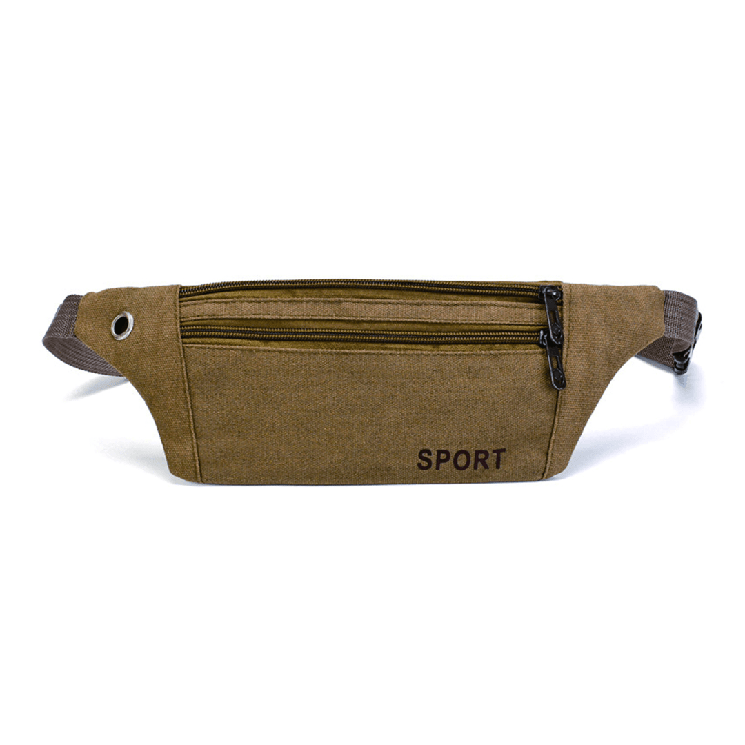 Unisex Canvas Waist Bag Waist Belt Bag Fanny Pack Hip Pouch Travel Sports Phone Pocket