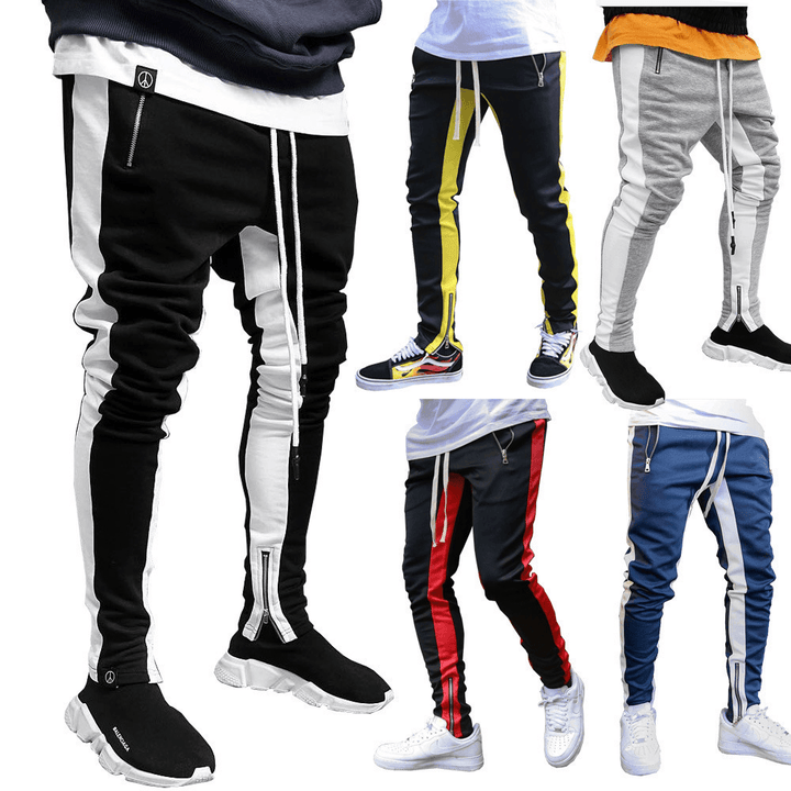 Men'S Strappy Trousers Trousers Zippered Sports Trousers