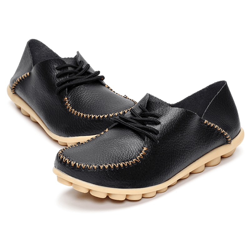 Women Flat Shoes Outdoor Lace up round Toe Soft Comfortable Casual Loafers