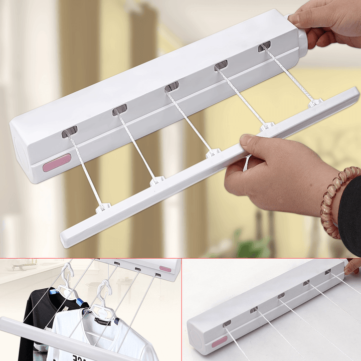 5 Line 3.7M Retractable Cloth Airer Wash Laundry Wall Mounted Indoor Dryer Hanger