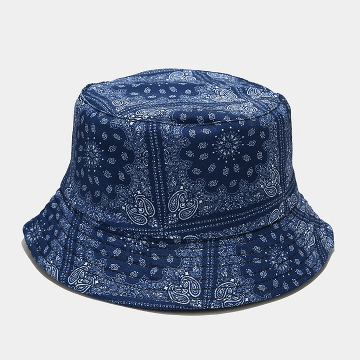 Women Double-Sided Summer UV Protection Cashew Flower Pattern Embroidery Casual Stylish Sun Hat Bucket Hat