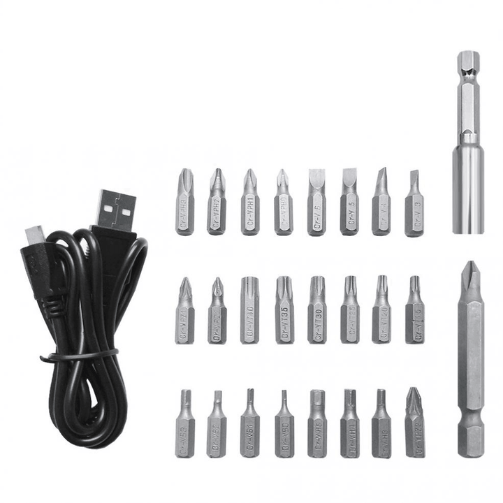 XPOWER Household Li-Ion Electric Screwdriver Set Rechargeable Screw Driver Mini Drill Repair Tools W/ 26Pcs Screws Head