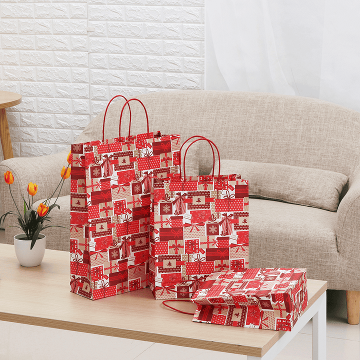 12Pcs/Lot Christmas Kraft Paper Bag Santa Gift Bag Candy Bag Christmas Party Sup