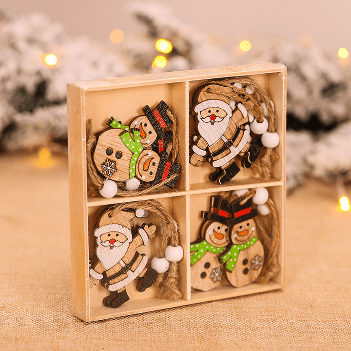 Cartoon Wooden Small Pendant Christmas Decorations