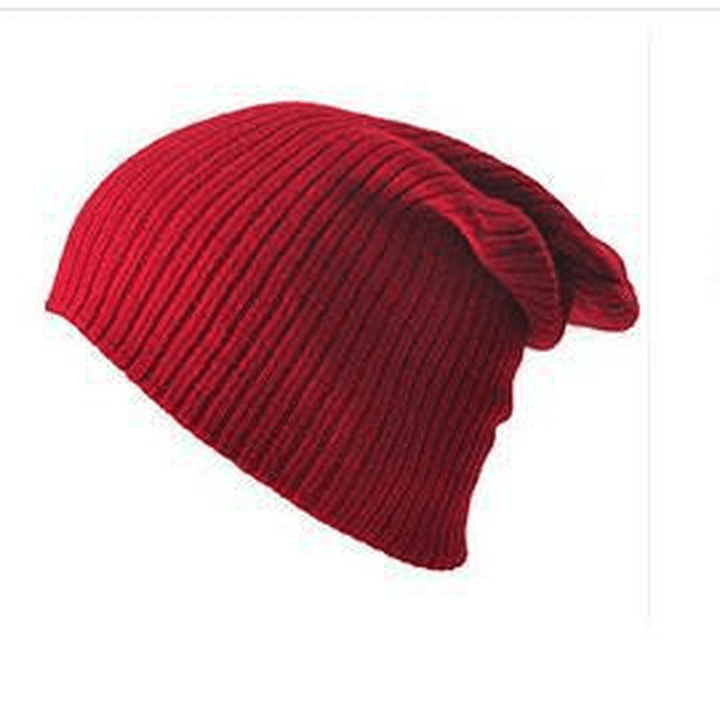 Men'S and Women'S Warm Solid Color Striped Caps