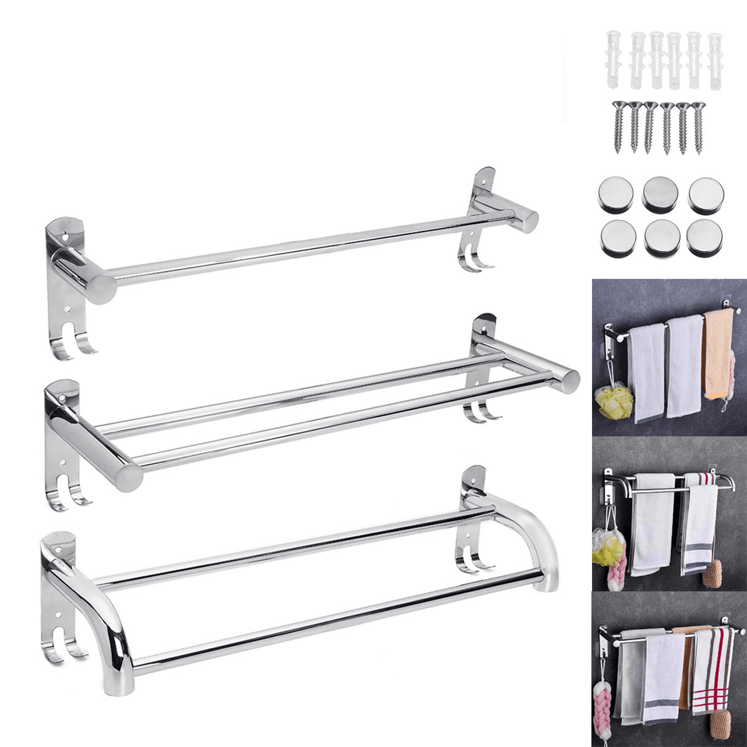 50Cm Stainless Steel Bath Shelf Wall Mounted Towel Rail Rack Single Double Shelf for Bathroom Storage