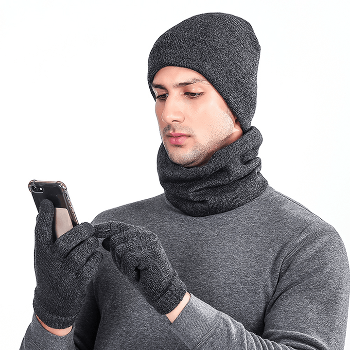 Men Women Winter Knit Hat Scarf Gloves Set