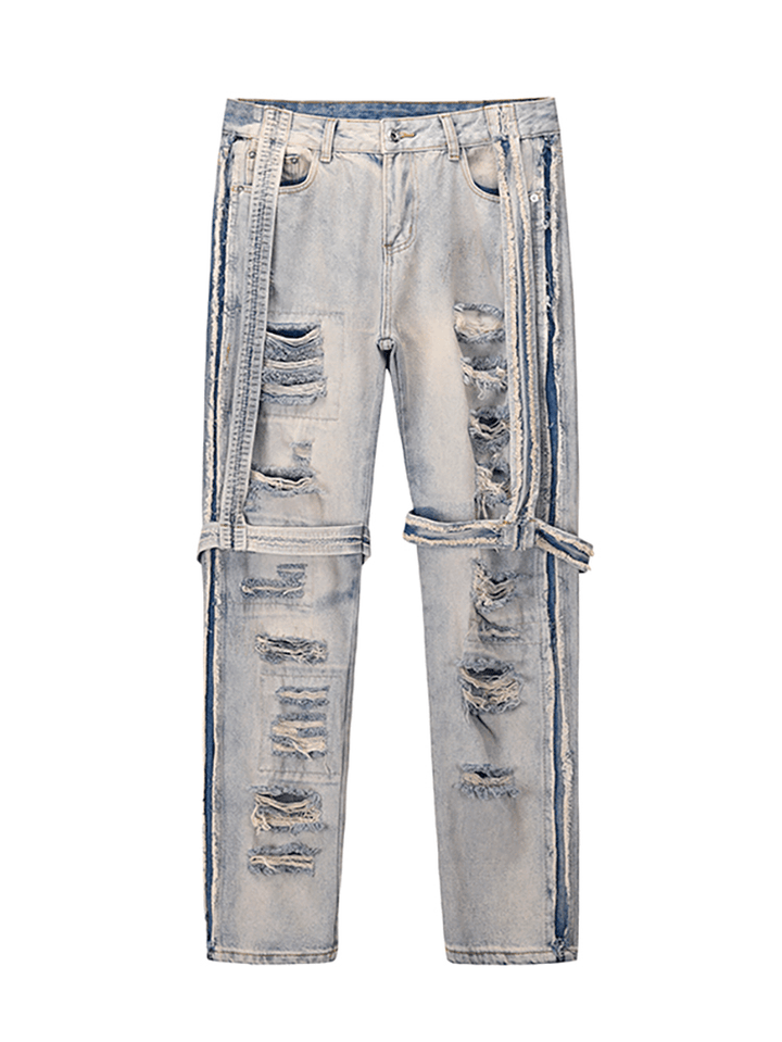 High Street Heavy Industries Destroyed Washed and Worn Out Fit Straight-Leg Jeans