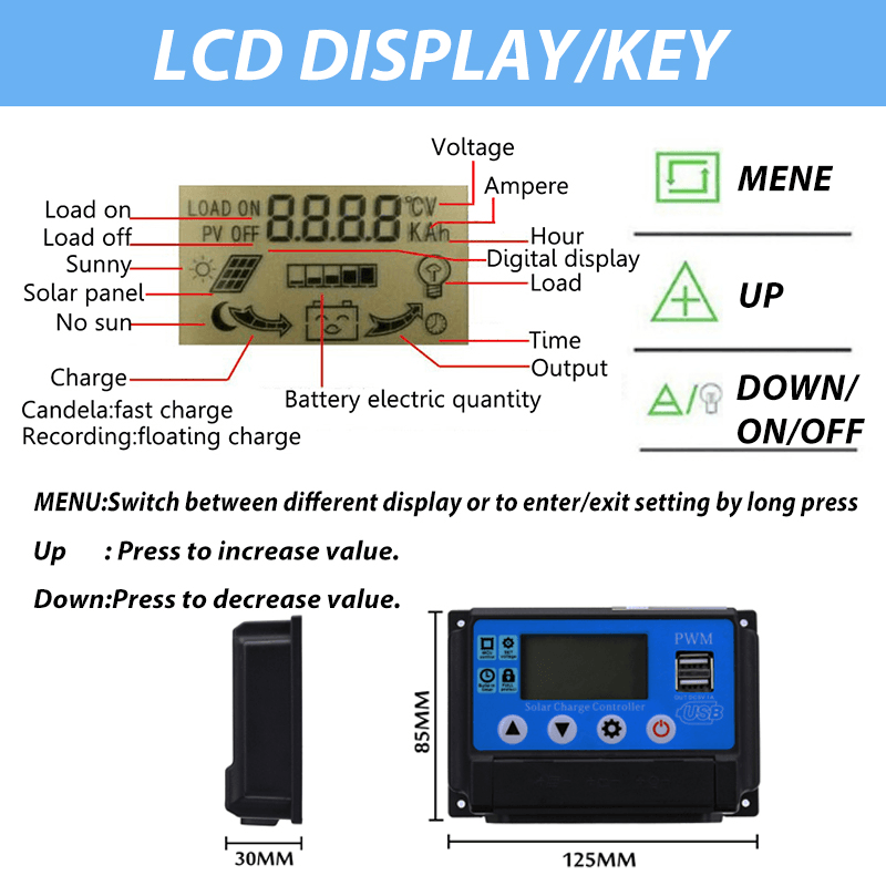 10-50A Solar Charge Controller with LCD Display