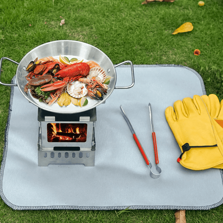 Campleader 24Cm Stainless Steel Seafood Plate Double Ear Non-Stick Frying Pot Outdoor Camping Kitchen Cooking Tool