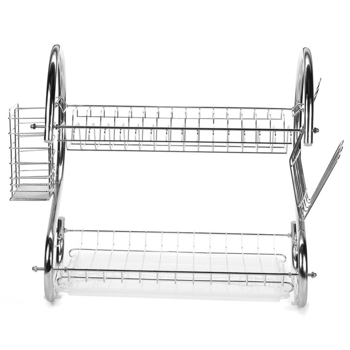 Multifunction 2 Tier Kitchen Dish Cutlery Drainer Rack Drip Tray Plate Holder Drain Shelf