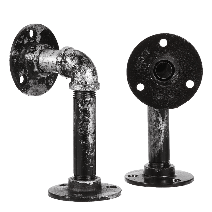 2Pcs Industrial Steel Pipe Shelf Bracket DIY Rustic Heavy Duty Decor Shelves