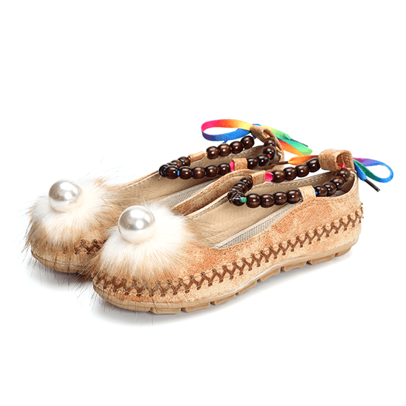 Women Beading Colorful Flats Loafers