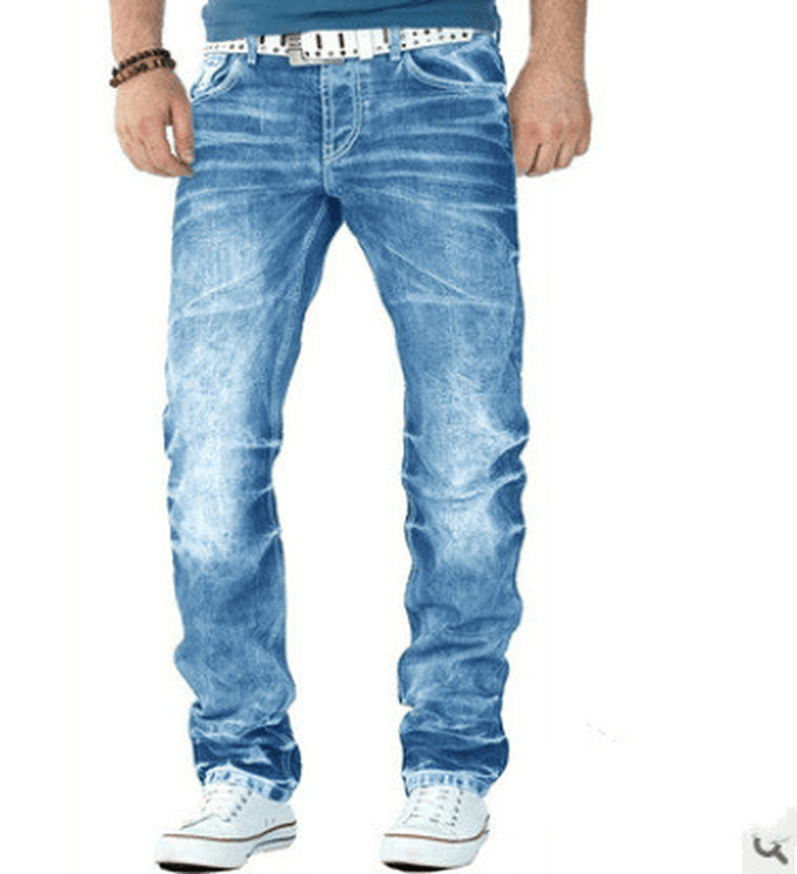 Jeans Casual Open-Line Hip-Hop Trousers Straight-Leg Men'S Trousers