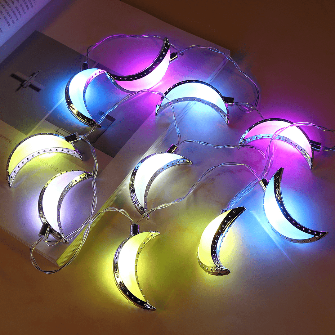 10Pcs LED Deluxe Ramadan Night Lights Eid String Light Moon Decorations - MRSLM