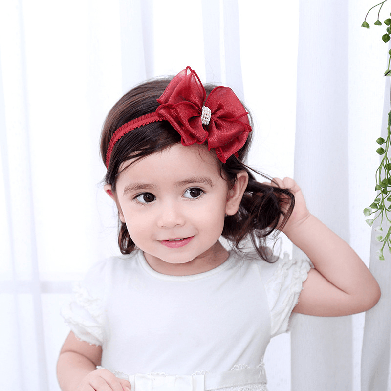 In the Autumn of 2021 New Bow Yarn Juan Baby Headdress with Children. Pearl Baby Princess Headband Winter