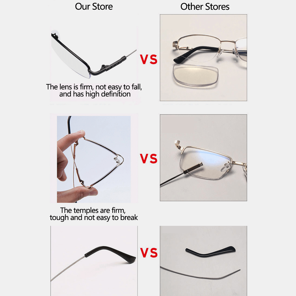 Unisex Folding Half Frame Anti-Blue Light Dual-Use Intelligent Zoom Multi-Focus Color Changing Reading Glasses Presbyopic Glasses