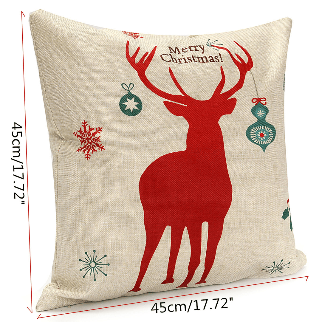 45X45Cm Christmas Tree Red Deer Gift Fashion Cotton Linen Pillow Case Santa Claus Home Decor