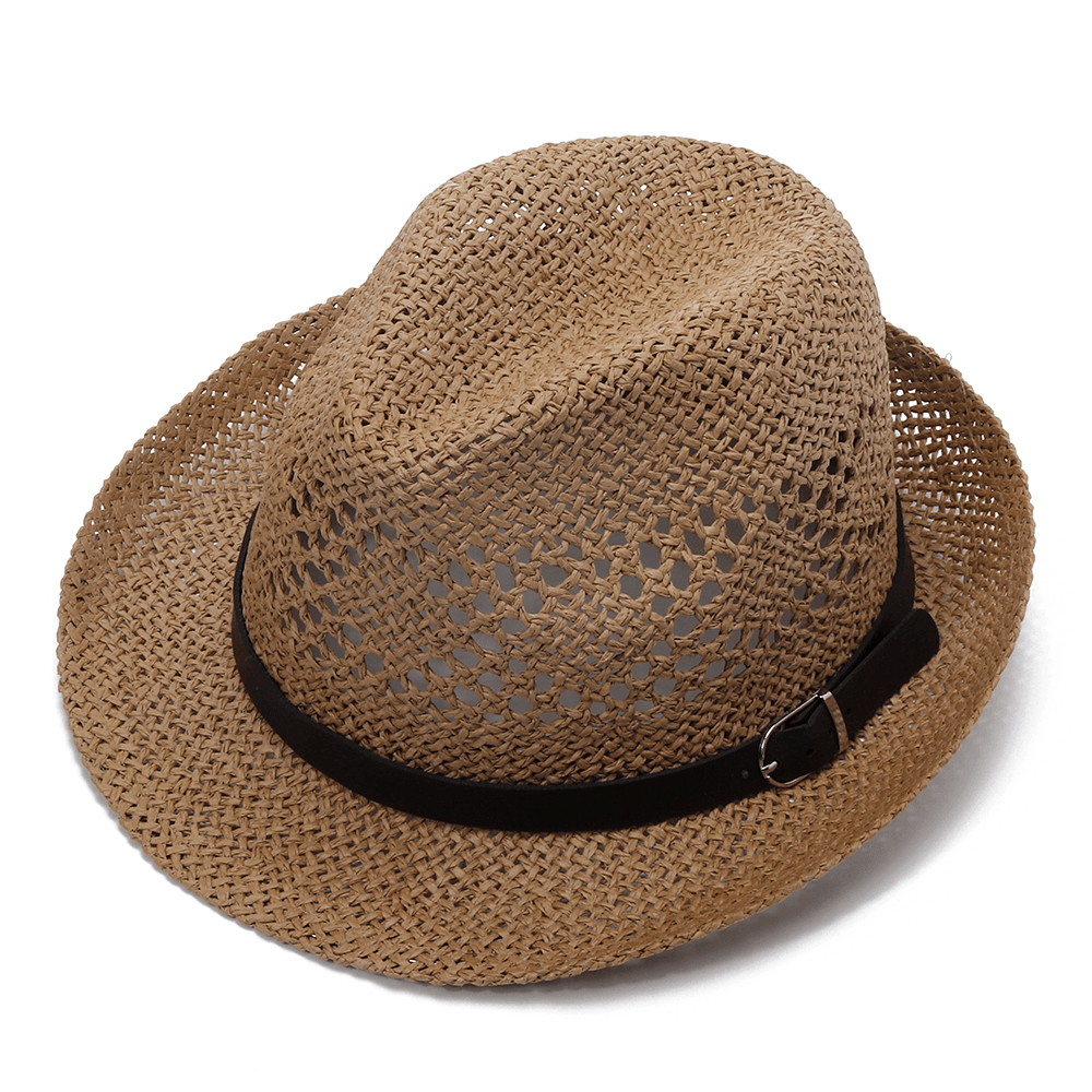 Men Women Personalized Handmade Straw Jazz Hat Outdoor Travel Beach Breathable Mesh Hollow Sun Cap