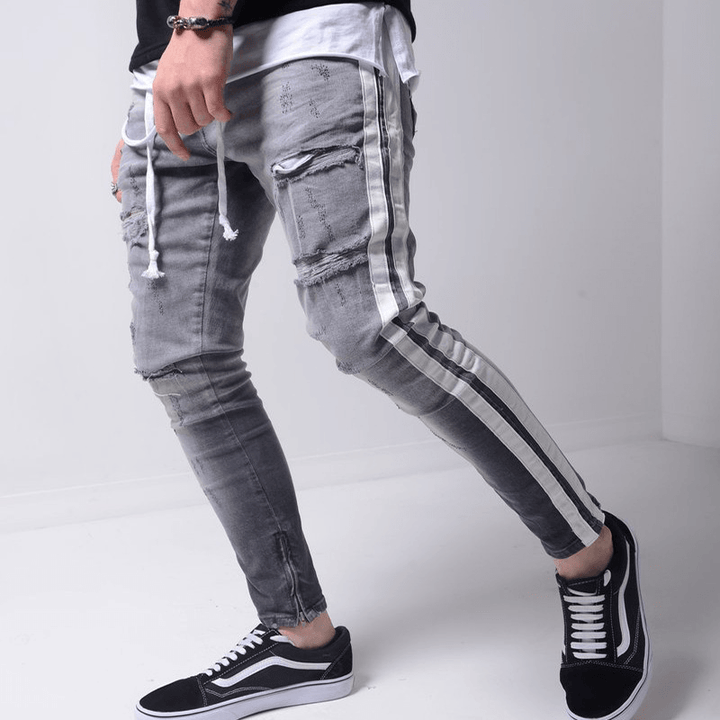 Men'S Denim Ripped Slim Fit Street Pants