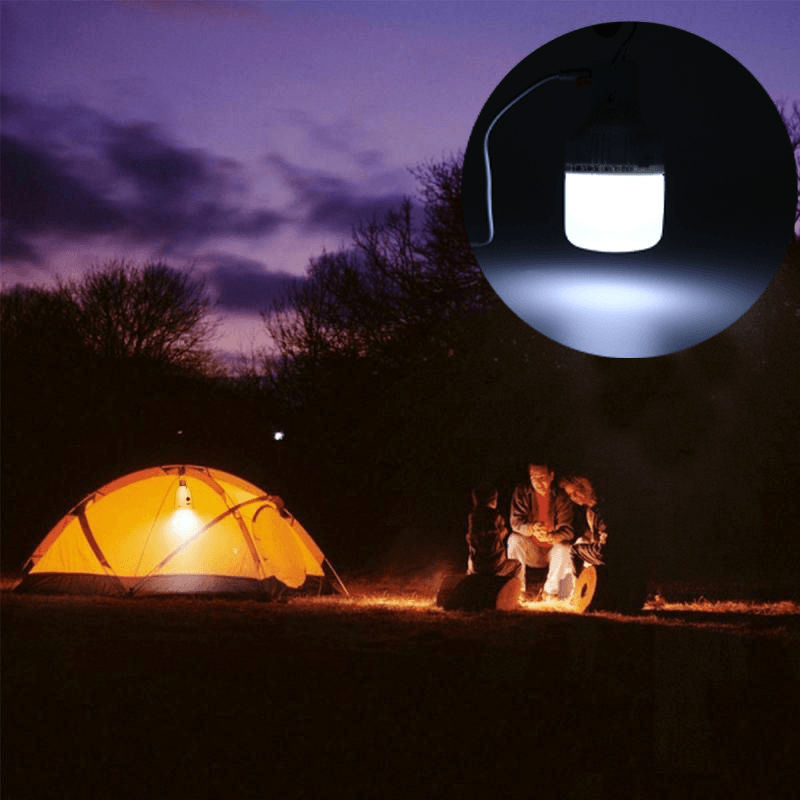 20W USB Solar Panel Power 80W 3 Modes Adjustable LED Bulb Tent Lamp Camping Light Outdoor Travel Fishing