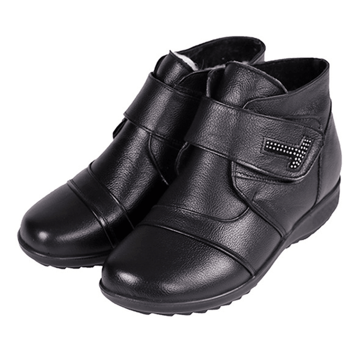 Genuine Leather Women Cotton Boots Keep Warm Casual Ankle Boots