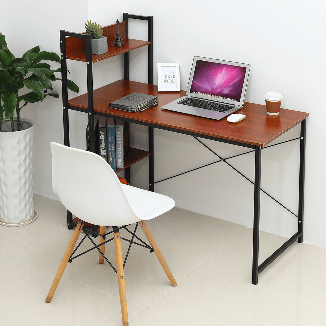 Computer Table Laptop Desk Stuednt Writing Study Desk Laptop Table Home Office Workstation with Book Shelf