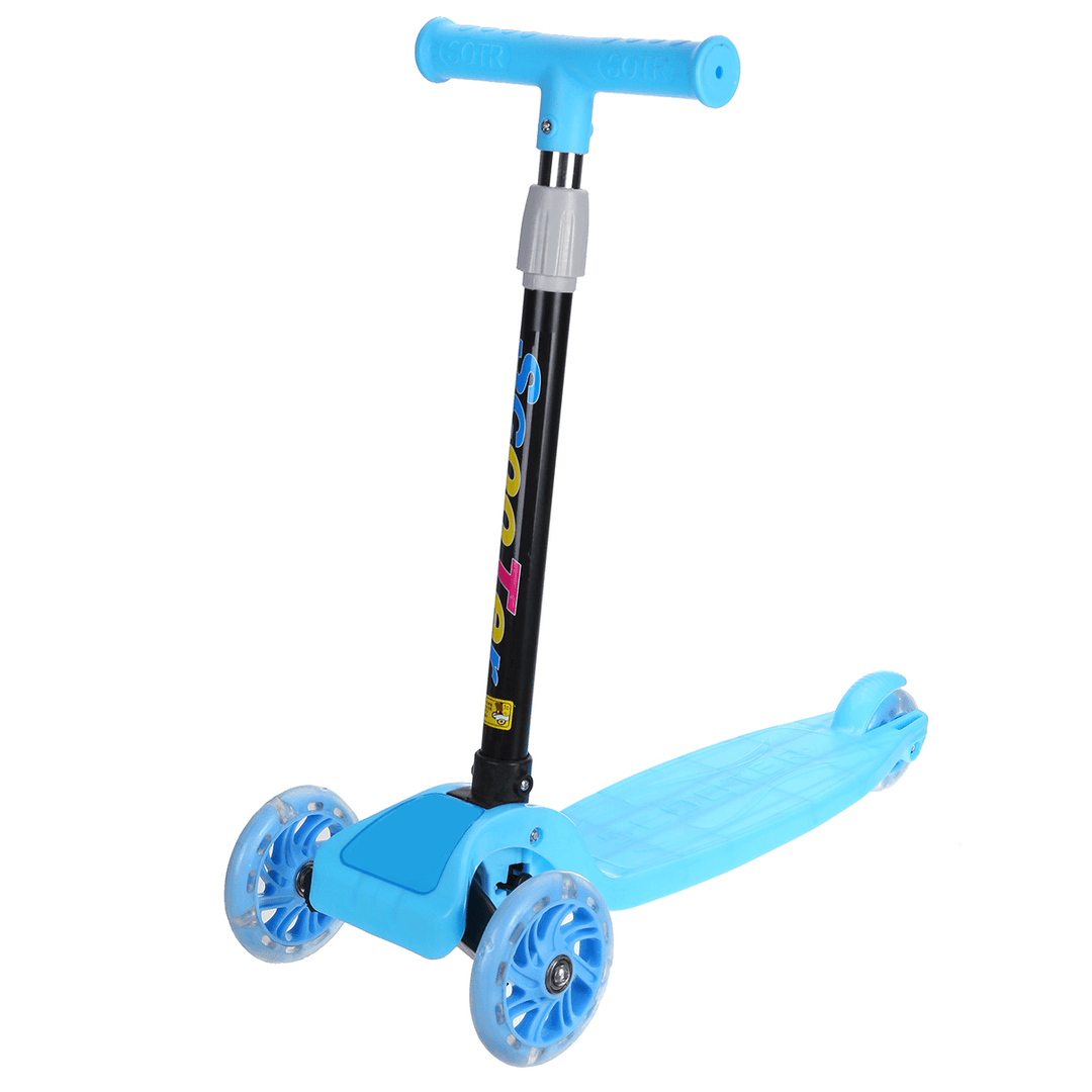 Kids 3 Wheel Foldable Scooters T-Bar Adjustable Riding Kick Scooters LED PU Flashing Wheels Exercise Balance for Kids Birthday - MRSLM