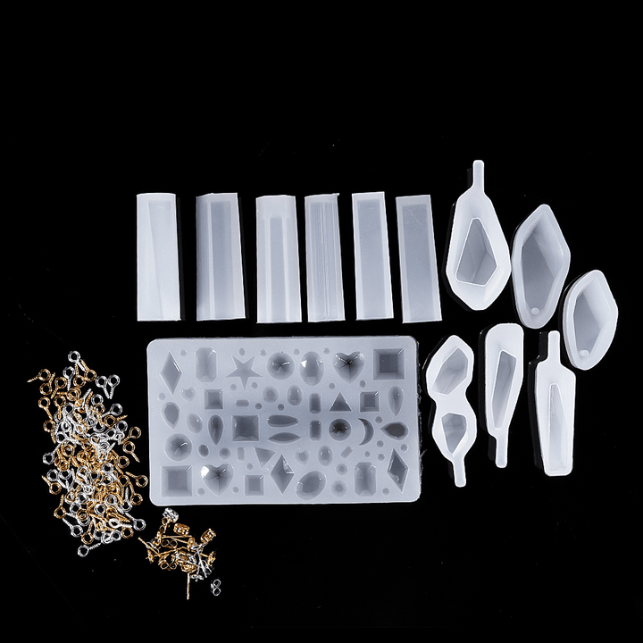 129Pcs/Set Crystal Epoxy Silicone Pendant Mould Kit Transparent Jewelry Making Mold for DIY Crafting Decorations