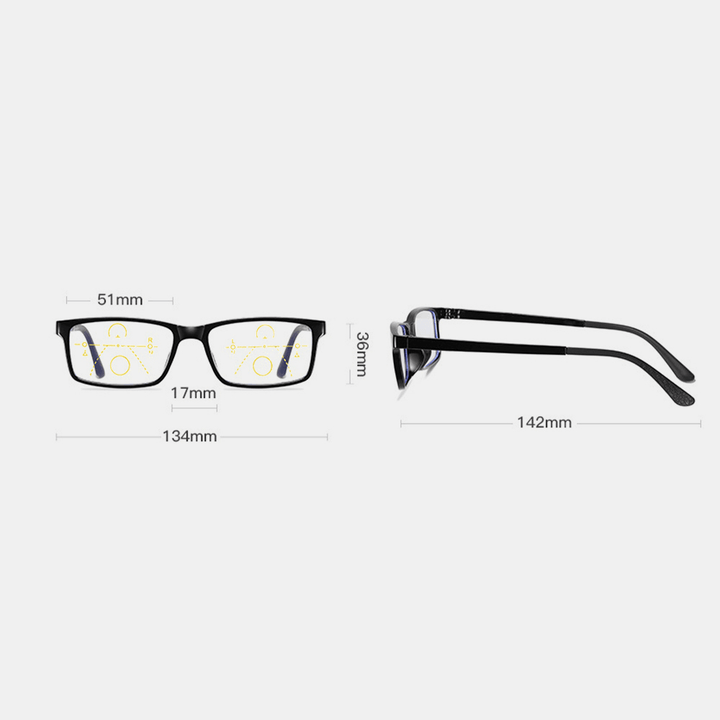 Unisex Anti-Blue Light Distance and near Dual Purpose Multi-Focus Zoom Reading Glasses Presbyopic Glasses