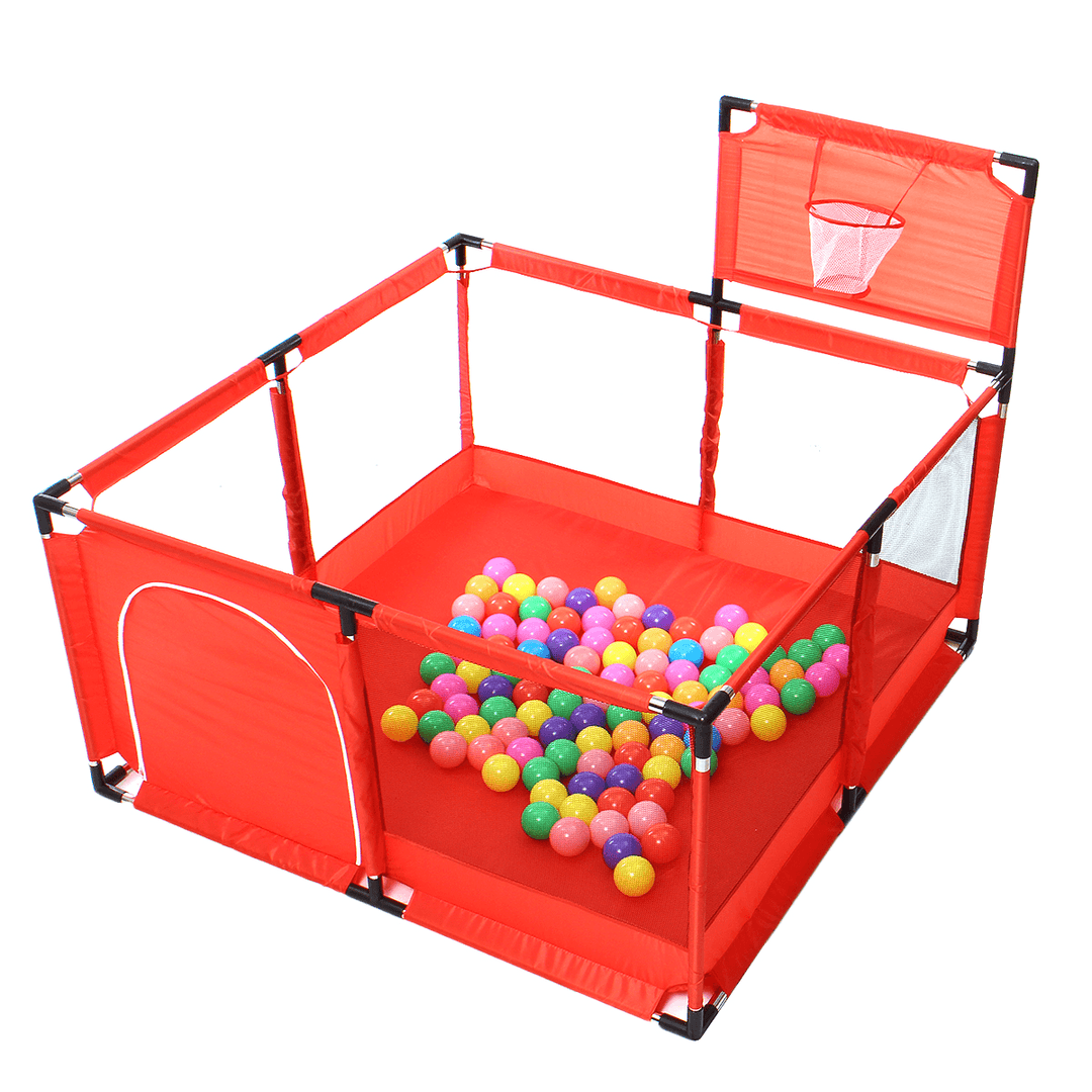 50X30'' Baby Playpen 4 Panel Kid Playhouse Play Center Yard Safety with Basketball Hoop