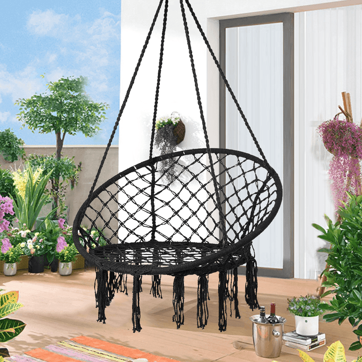 Macrame Swing Chair Kids Hanging Hammock Chair Max Load 125Kg Outdoor Indoor Garden