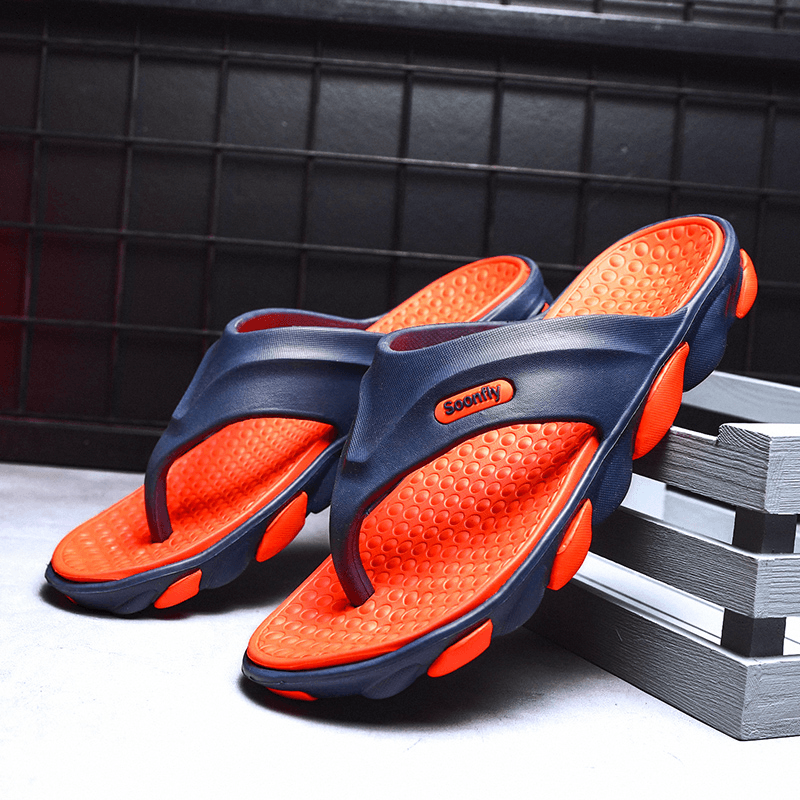 Men Breathable Soft Bottom Non Slip Comfy Beach Flip Flops Casual Slippers