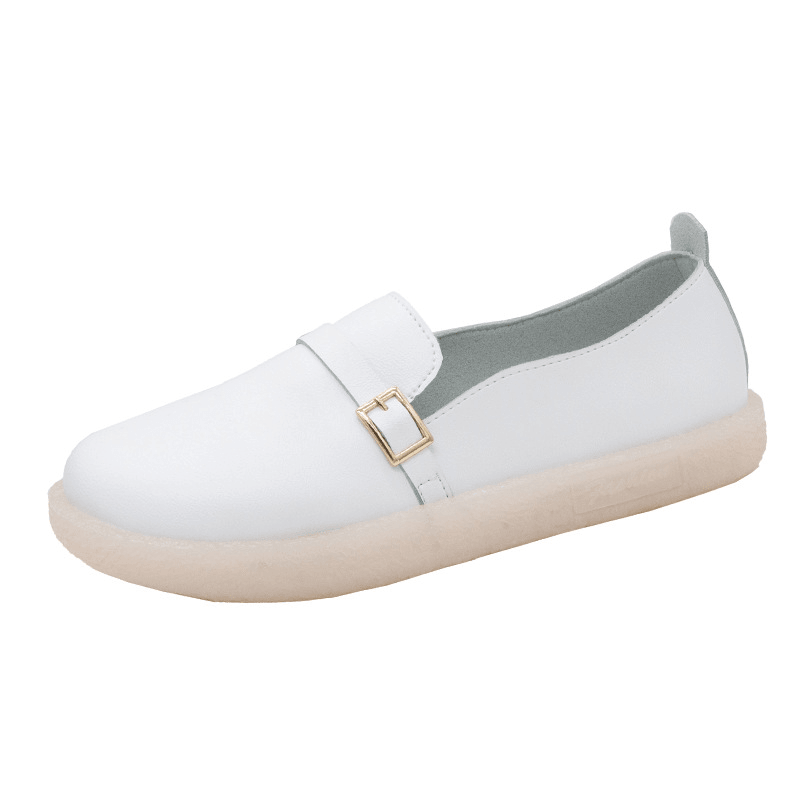 Women Lightweight Buckle Solid Color Soft Slip on Casual Comfy Flats - MRSLM