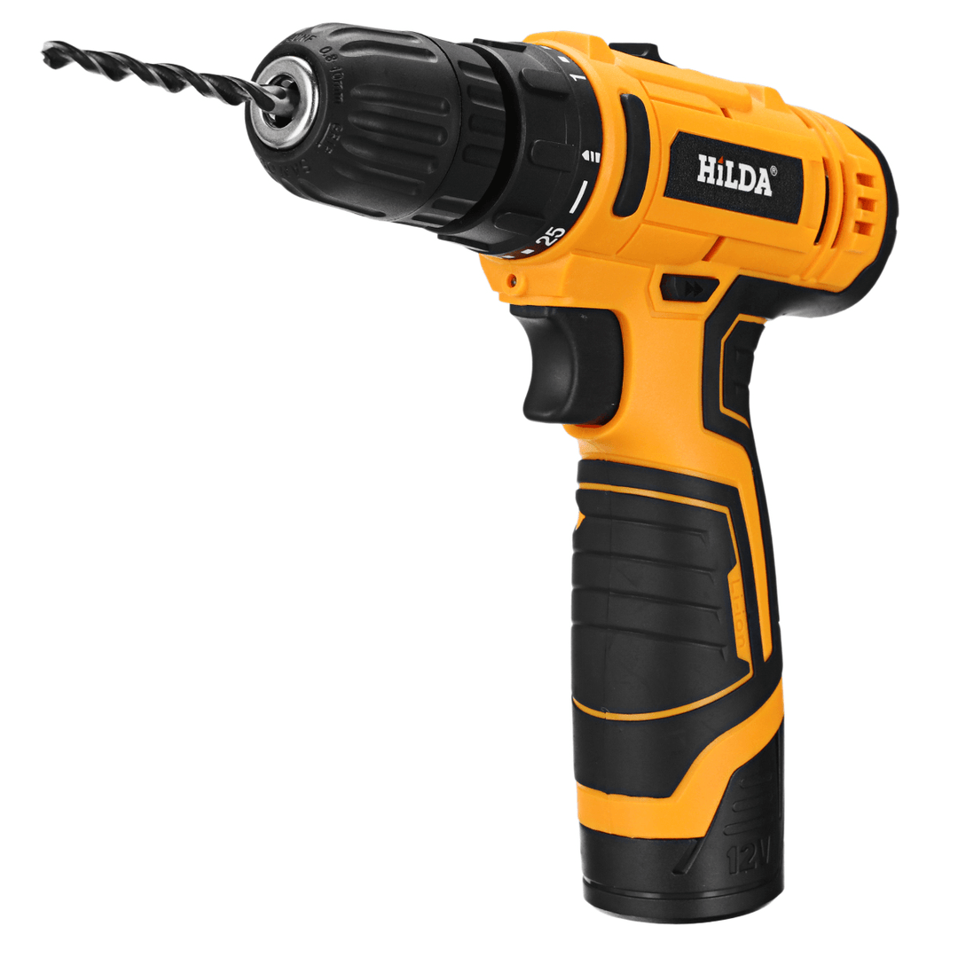 Hilda 12V Electric Drill Lithium Battery Hand Drill Driver Cordless Screw Driver Tool EU Plug