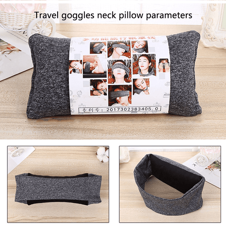 Portable Travel Compact Pillow Eye Mask 2 in 1-Soft Goggles Neck Support Pillow for Airplane