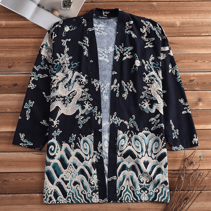 Mens Casual National Linen Kimono Cardigans