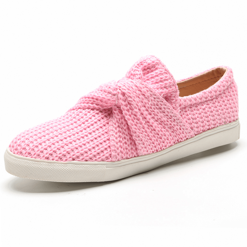 Women Breathable Knitting Knot Flat Loafers - MRSLM