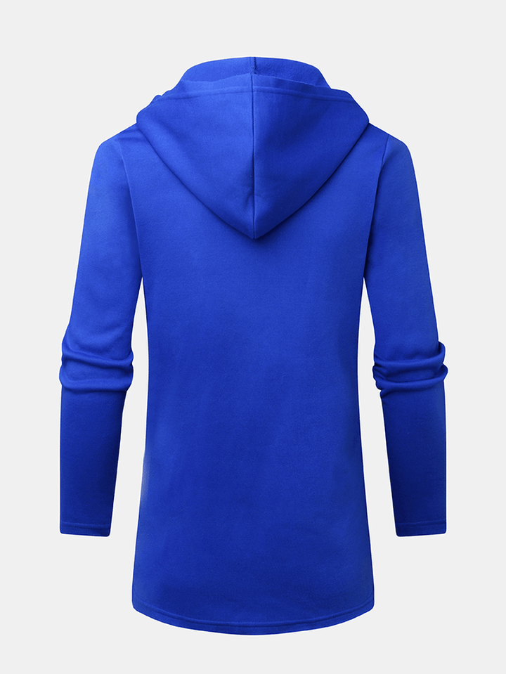 Mens Blue Open Front Long Sleeve Hooded Cardigans